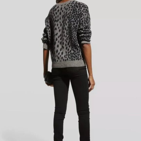 Rails Dalmatian Gray and Black Spotted Jacquard Cashmere Wool Blend SweaterLarge - Picture 2 of 8